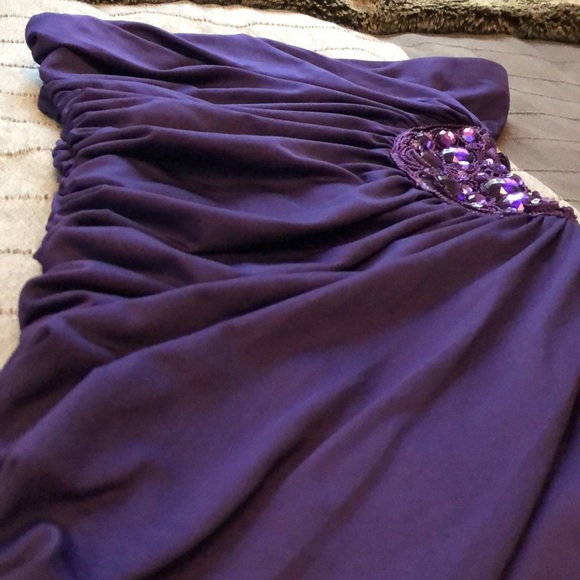 Forever 21 Purple Fitted Ruched Dress Sz S - Picture 4 of 6